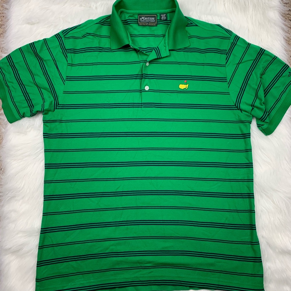 Masters Collection Golf Green Striped Polo shirt L